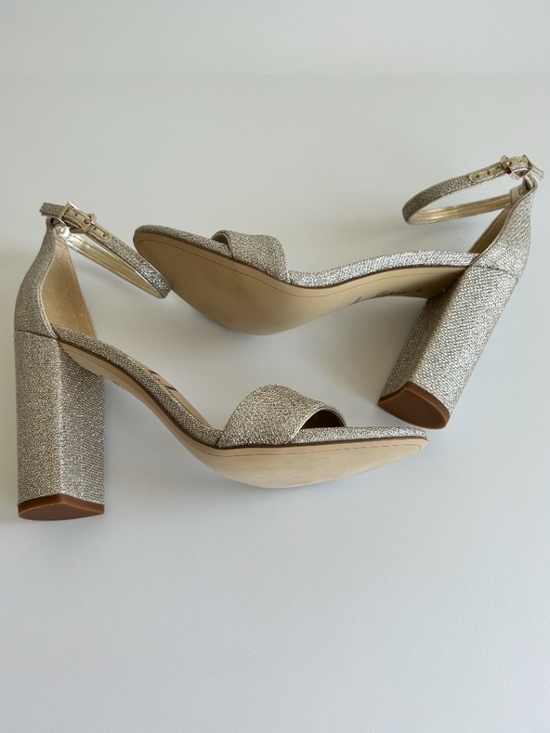 Sam Edelman Women ✨ Sam Edelman Yaro Gold Shimmer Block Heels Size 8.5 NIB ✨